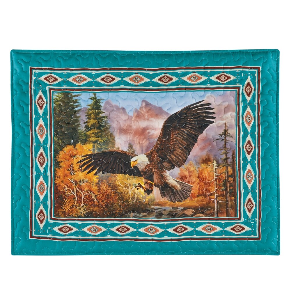 Majestic Eagle Scene Aztec Border Pillow Shams   Set of 2