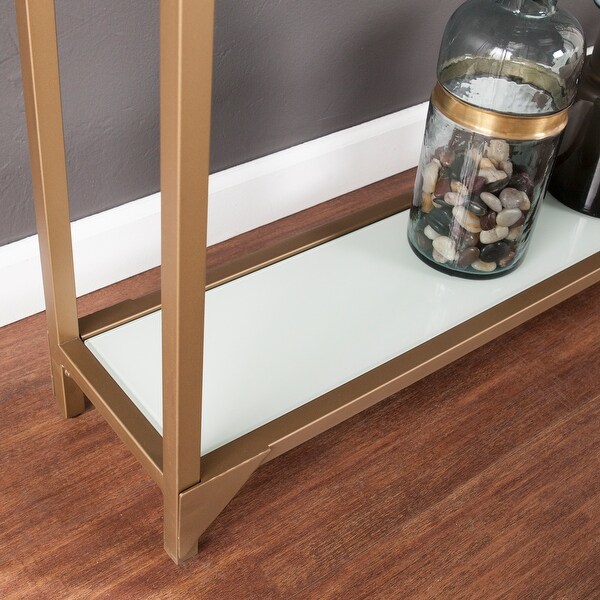 SEI Furniture Grant Wall-hug Goldtone Metal and Glass Console Table