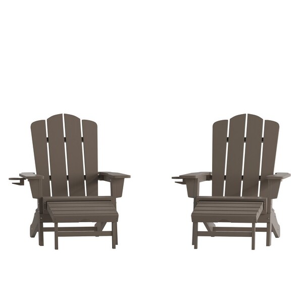 Commercial AllWeather Adirondack Chair with Pullout Ottoman and Cupholder