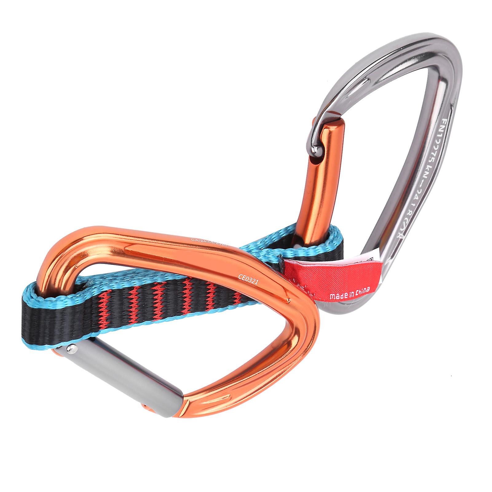 Outdoor Climbing Protection Quickdraw Nylon Flat Belt Carabiner Straight Curved Door