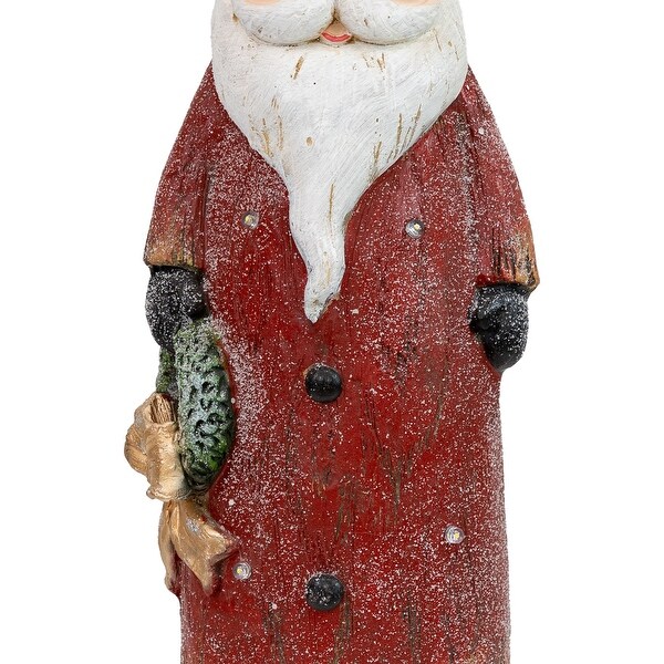 Sunnydaze Rustic Santa with Wreath Indoor Santa Christmas Decoration