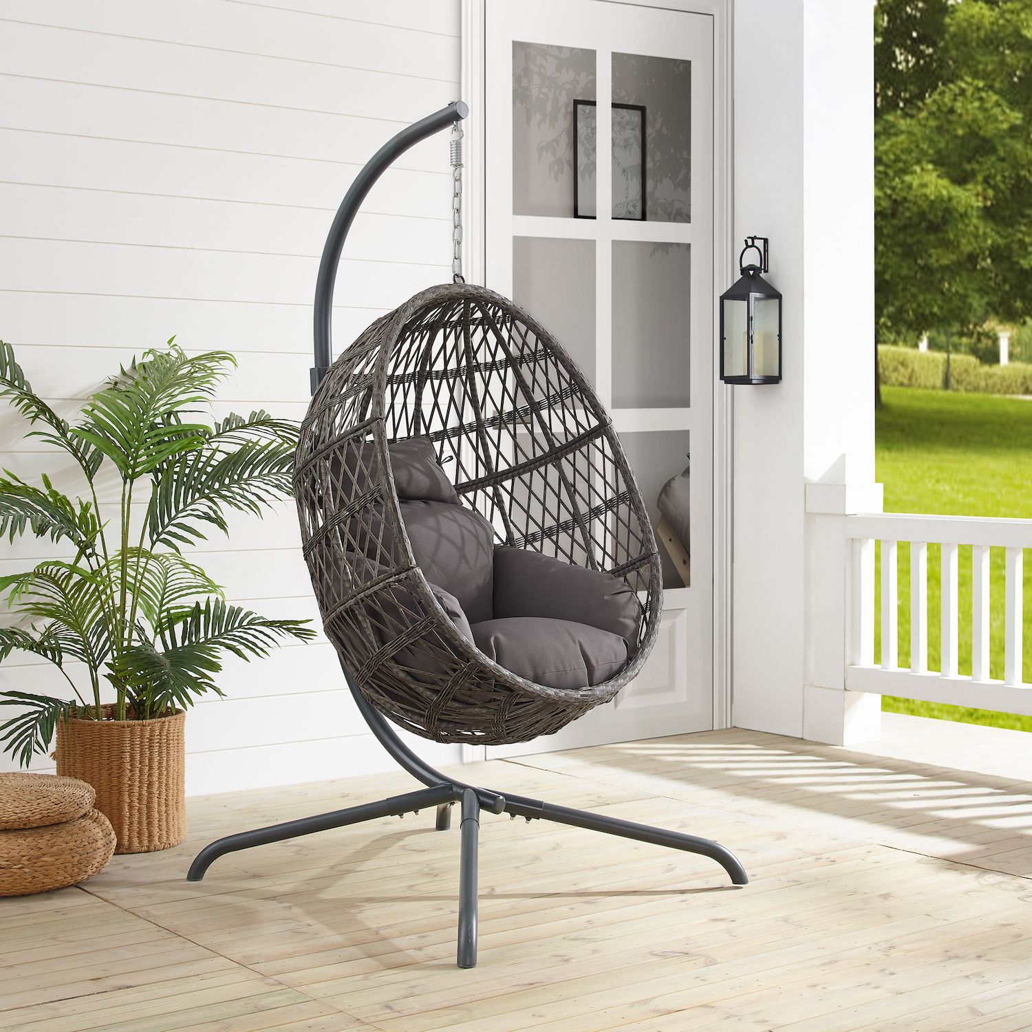 Crosley Tess Indoor / Outdoor Patio Wicker Hanging Egg Chair