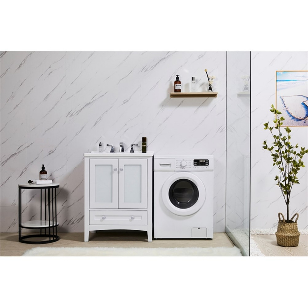 Stufurhome Carter 27 in. x 34 in. White Engineered Wood Laundry Sink   Modern   Utility Sinks   by clickhere2shop  Houzz