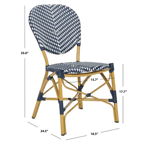 SAFAVIEH Lisbeth Parisian Bistro Stacking Navy/ White Side Chair (Set of 2)