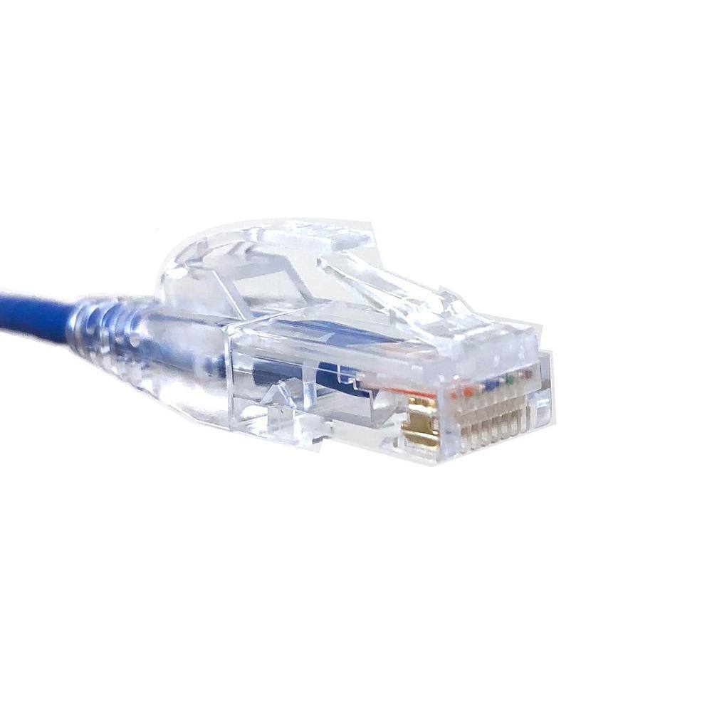 Micro Connectors Inc 100 ft. 28 AWG Ultra Slim CAT6 RJ45 Unshielded Twisted Pair Patch Cable Blue E08-100BL-SLIM