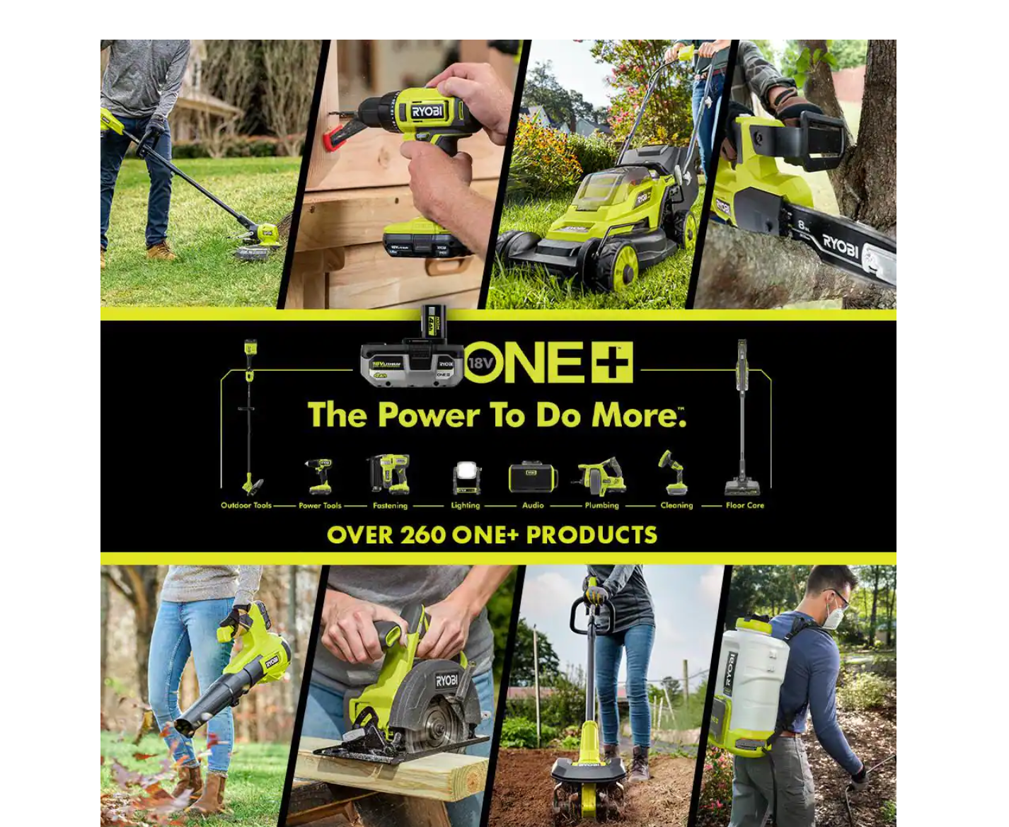 RYOBI P2036-AC ONE+ 18V Cordless String Trimmer/Edger and Blower/Sweeper with Extra 3-Pack of Spools， 2.0 Ah Battery and Charger