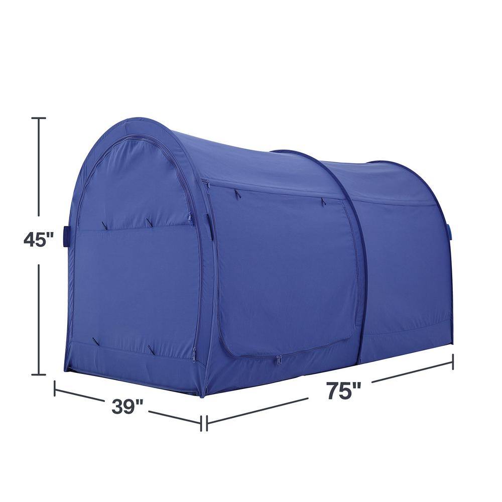 Alvantor Indoor Pop Up Portable Frame Pongee Bed Canopy Tent Twin Curtains Breathable Navy Cottage (Mattress Not Included) 2005FB