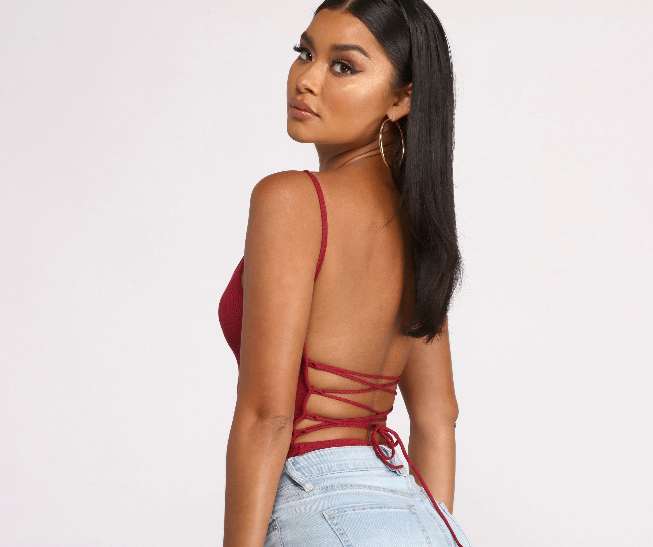 Basic Sleeveless Strappy Back Ribbed Knit Bodysuit