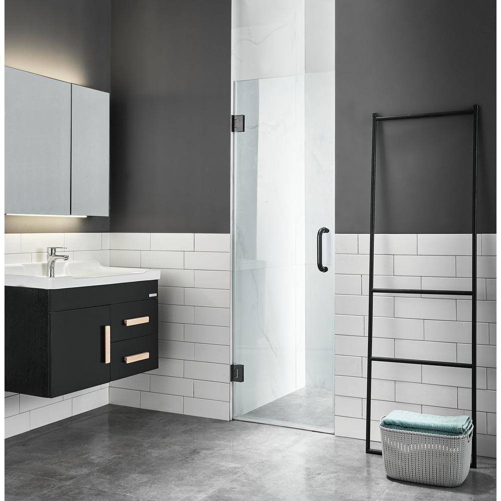 ANZZI Passion 30 in. W x 72 in. H Pivot Frameless Shower DoorEnclosure in Matte Black with Tsunami Guard Clear Glass SD-AZ8075-02MB