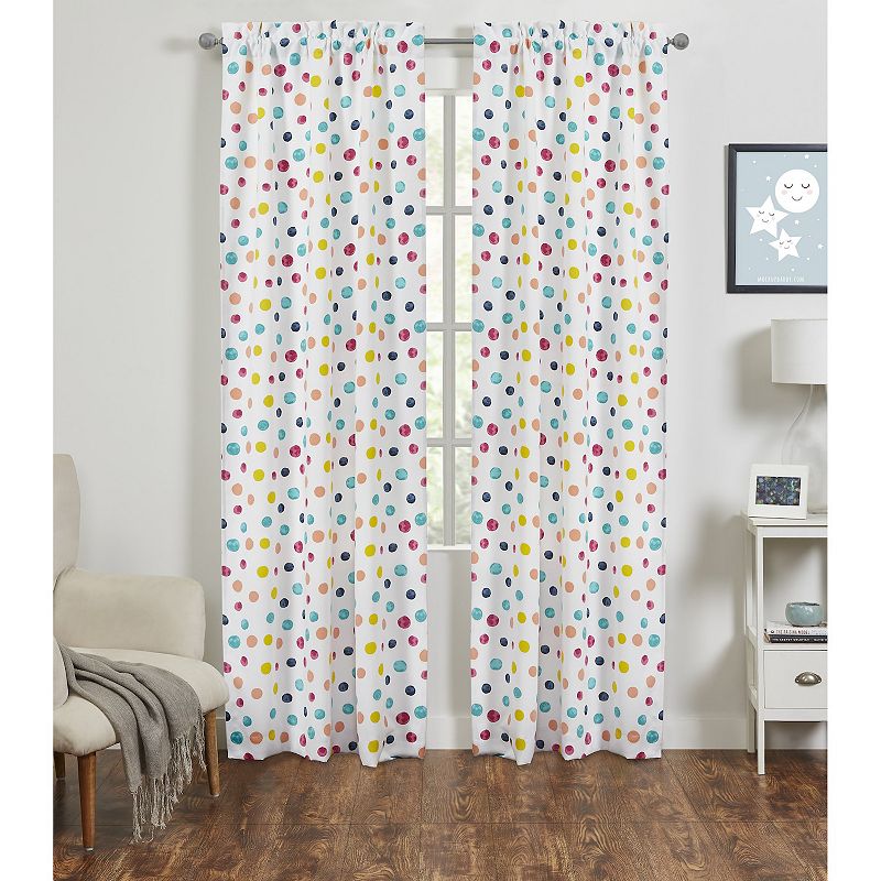 VCNY Home Polka Dots Glow-In-The-Dark Rod Pocket Set of 2 Window Curtain Panels