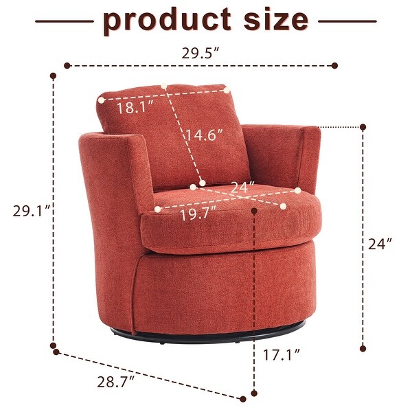 Swivel Barrel Chair，Comfy Round Accent Sofa Chair for Living Room，360 Degree Swivel Barrel Club Chair