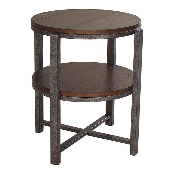 Breckinridge Mahogany Spice with Pewter Metal Round End Table