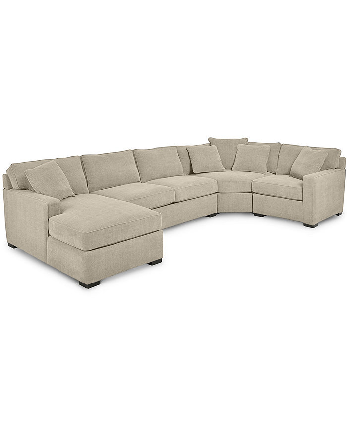 Furniture Radley 4-Pc. Fabric Chaise Sectional Sofa with Wedge Piece