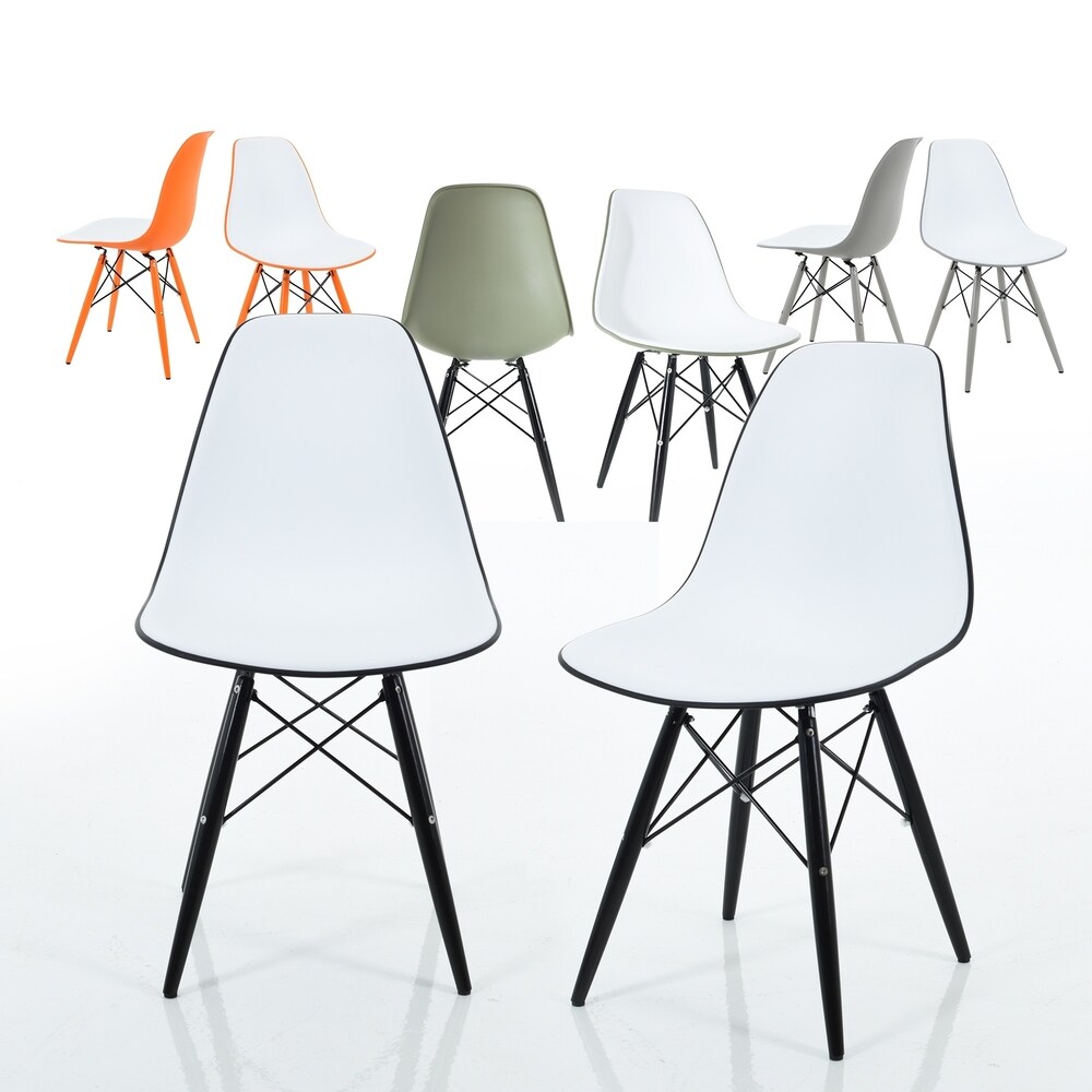 Branwen Two toned Polypropylene Dining Chairs with Wood Legs (Set of 2)