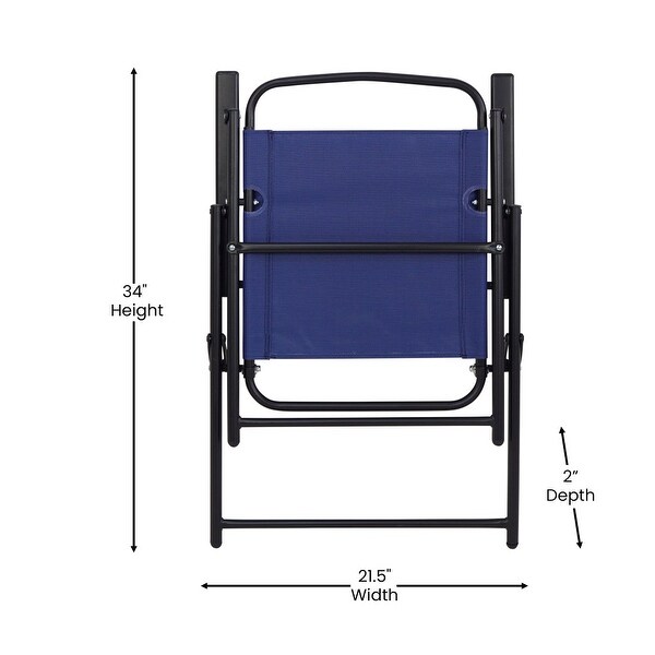 Set of 2 AllWeather Textilene Patio Sling Chairs with Armrests