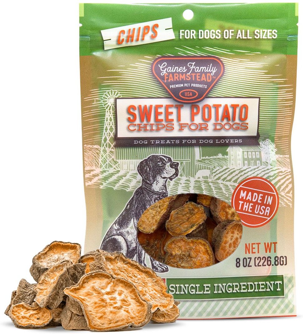 Gaines Family Farmstead Sweet Potato Chips Grain-Free Dog Treats， 8-oz bag