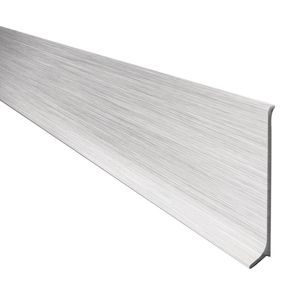 Schluter Systems Designbase-SL Aluminum with Brushed Stainless Steel Appearance 2-38 in. x 8 ft. 2-12 in. Metal Tile Edge Trim DBSL60AEEB