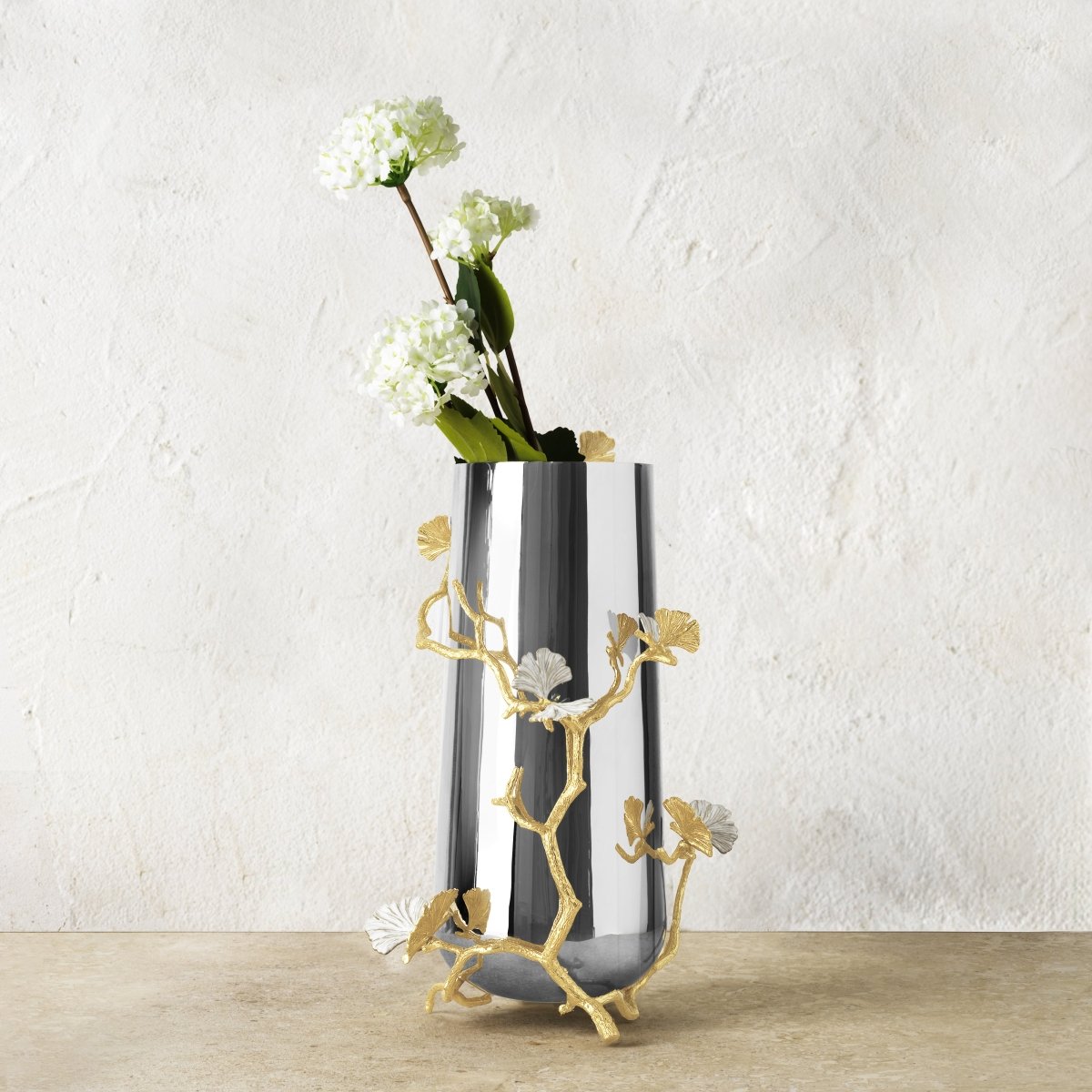 Butterfly Ginkgo Gold Vase