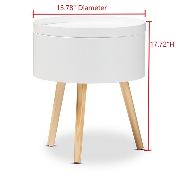 Zoe Mid-Century Modern Round Accent Side End Table with Storage