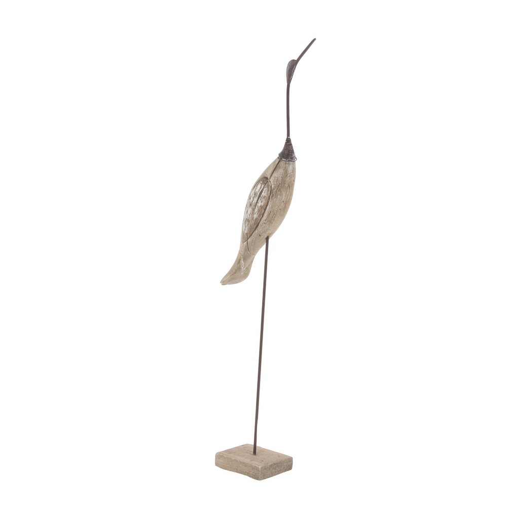 Brown Wood Bird Sculpture (Set of 2)   13 x 4 x 34 and 8 x 3 x 28
