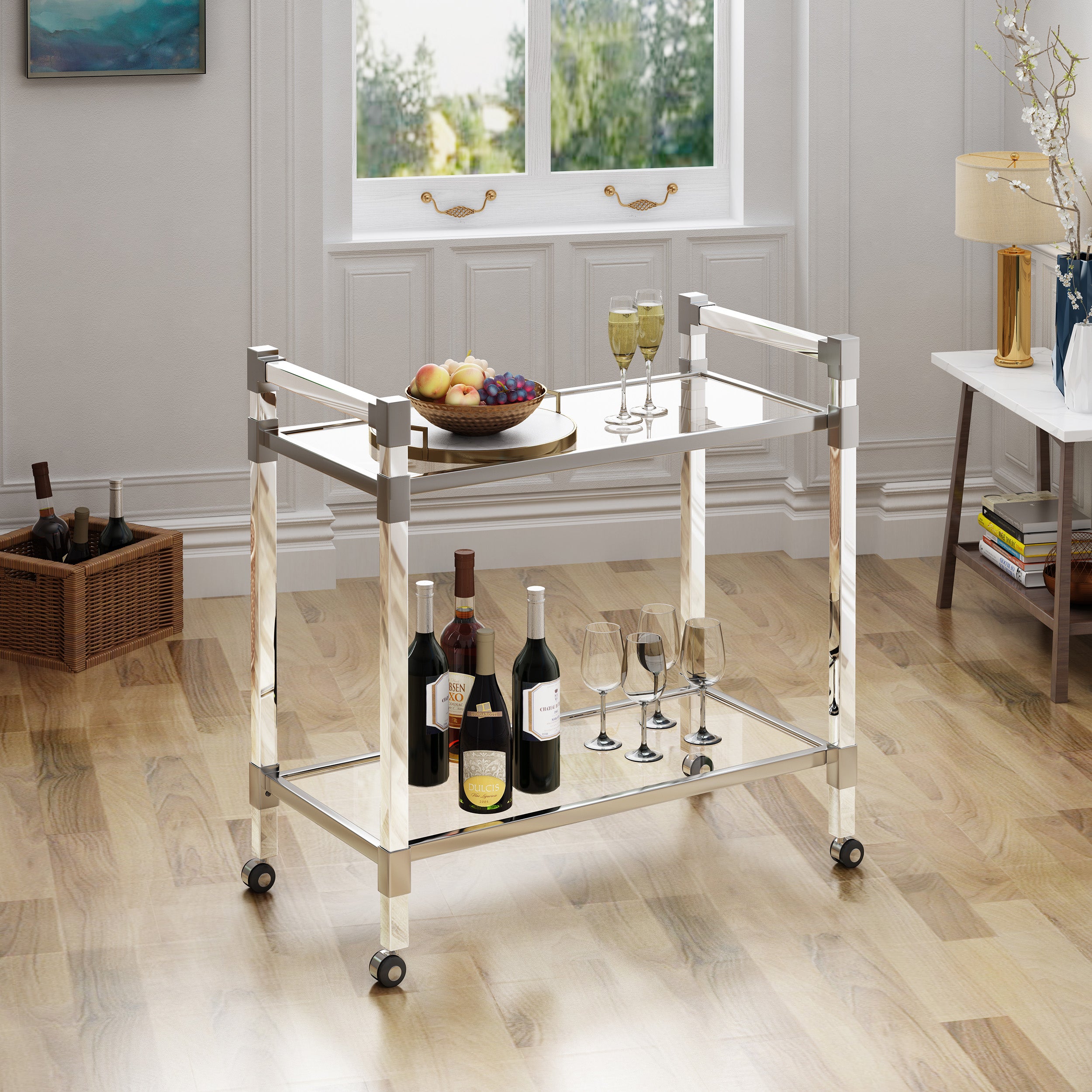 Hilary Modern Glass Bar Trolley