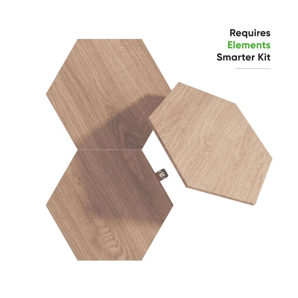 Nanoleaf Elements Wood Look Expansion Smart LED Panels (Pack of 3) NL52-E-0001HB-3PK