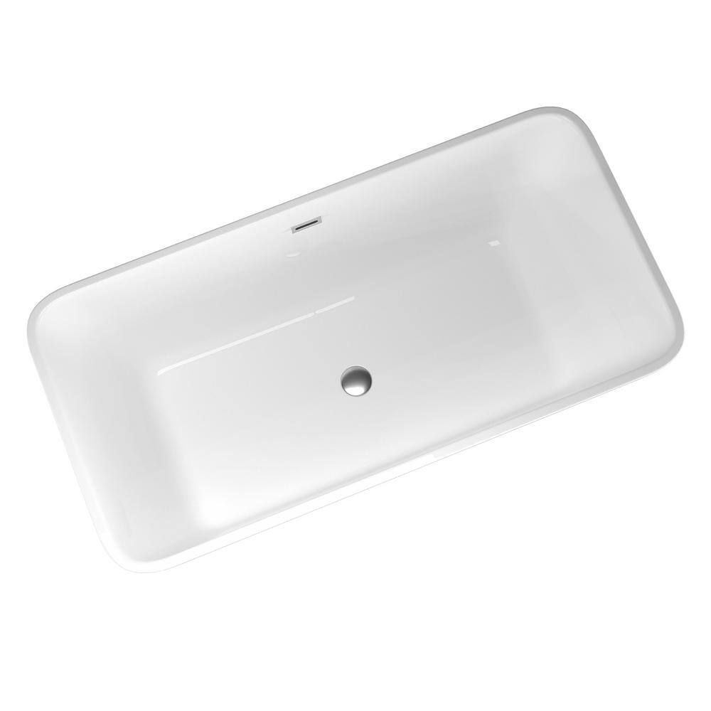 Stivier 67 in. Acrylic Flatbottom Non-Whirlpool Freestanding Soaking Bathtub in Glossy White 21A0107-67