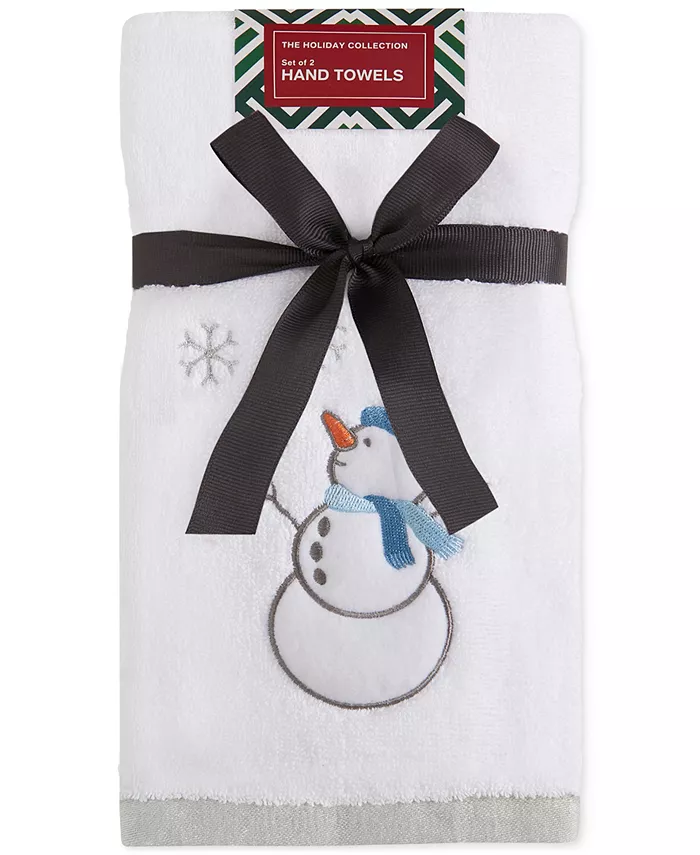 Holiday Lane Embroidered Holiday 2-Pc. Hand Towels 16 x 28