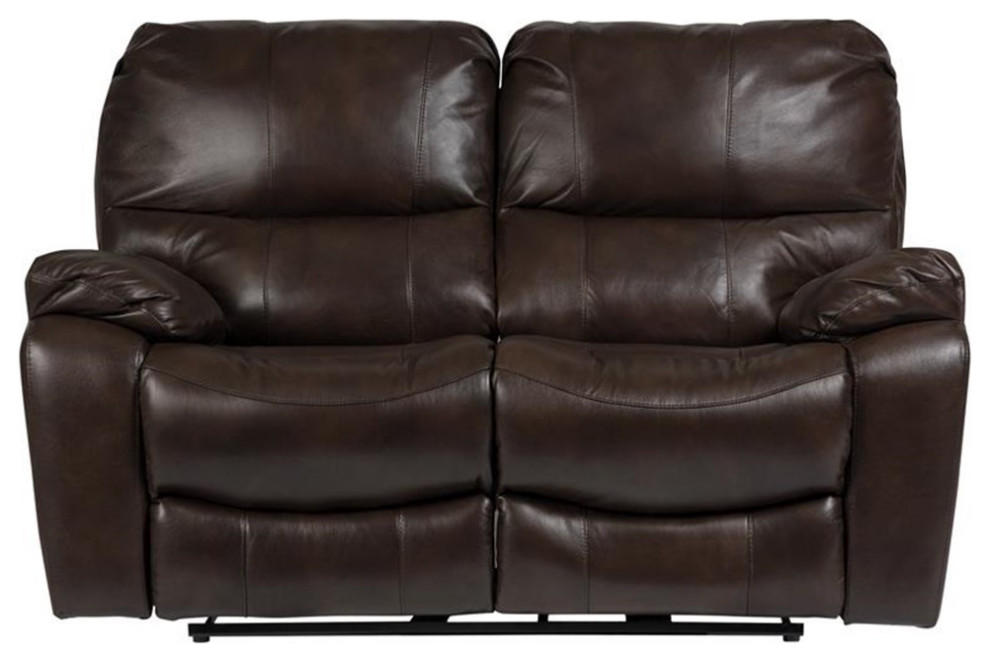 Ramsey Leather Look Dual Reclining Loveseat   Contemporary   Loveseats   by Homesquare  Houzz