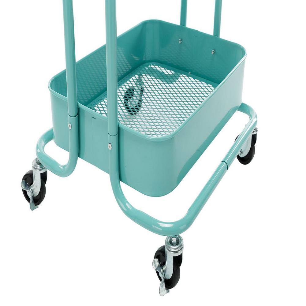 Huluwat 4-Tier Metal 4-Wheeled Shelves Storage Utility Cart in Blue RY-G-USBO4510