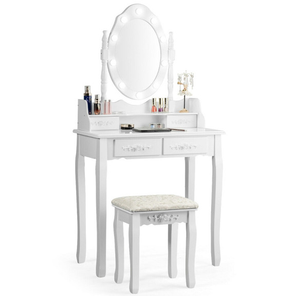 Costway 20781436 Makeup Vanity Dressing Table Set ...