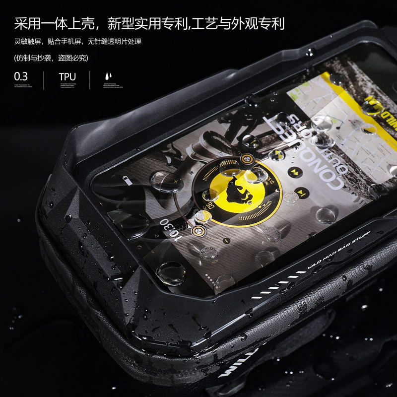 WILD MAN Bike Phone Front Frame Bag XT3X Custom Waterproof Bicycle Mount Bag Hard Shell Bike Phone Pouch Cell Phone Case