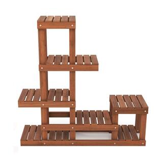 ANGELES HOME 6 Tier Wood Plant Stand with High Low Structure 10HZ18CK61