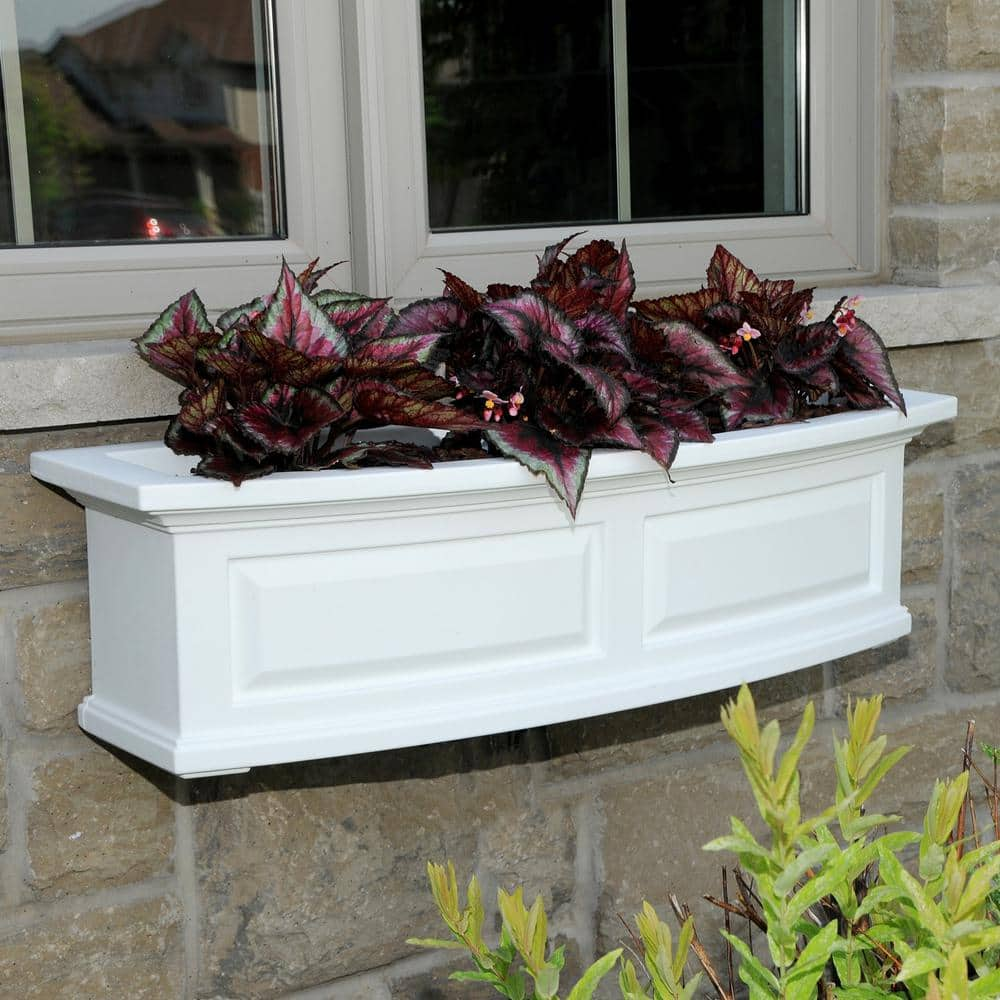 Mayne Nantucket 36 in. x 11.5 in. Self-Watering White Polyethylene Window Box 4830-W