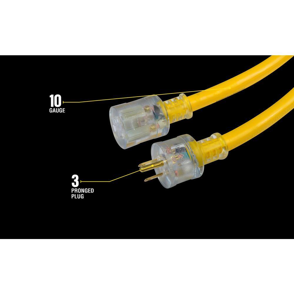 Yellow Jacket 50 ft. 103 SJTW Outdoor Heavy-Duty Extension Cord with Power Light Plug 2805