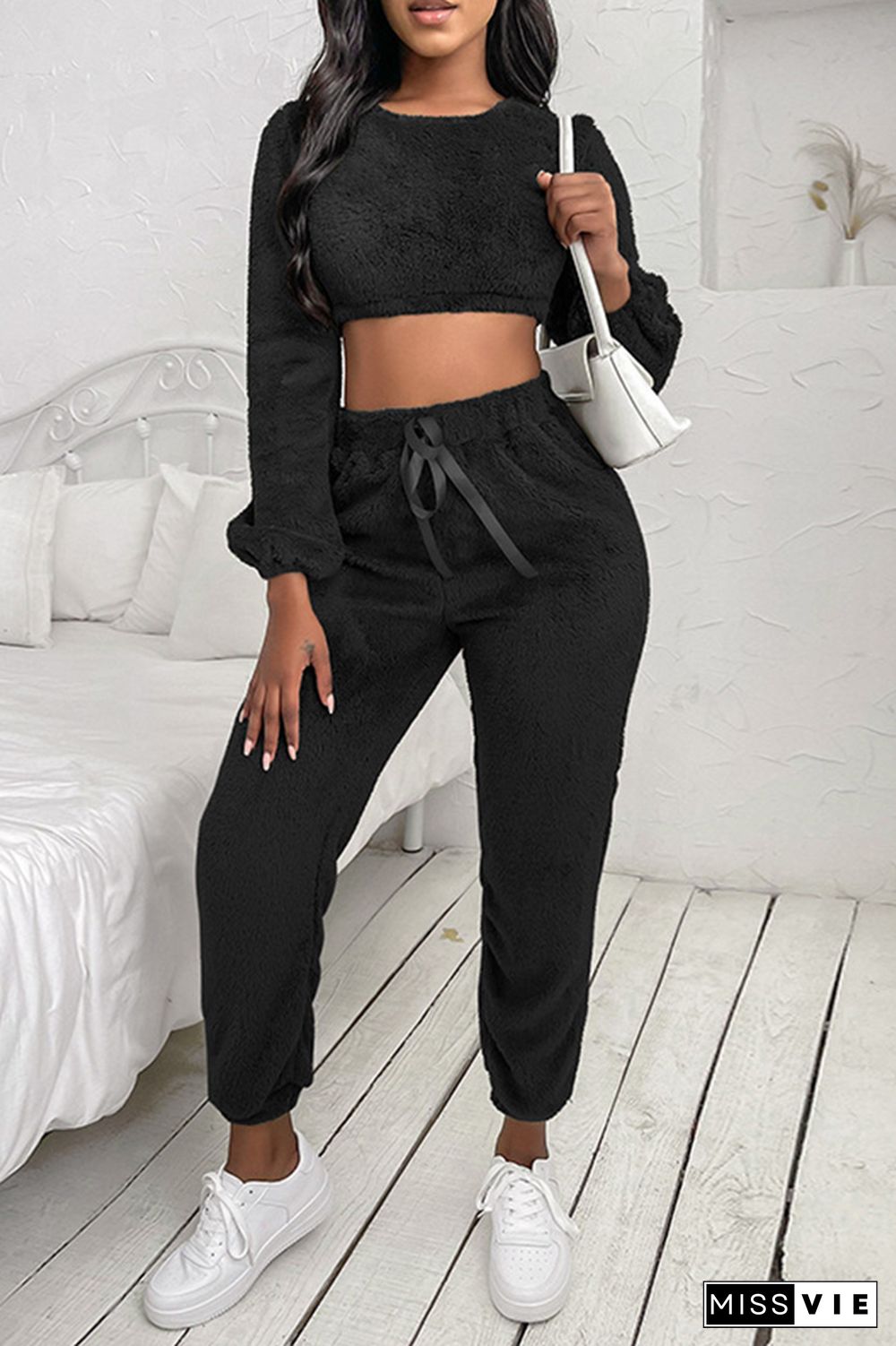 Long Sleeve Crop Tops & Pants Sports Set Wholesale