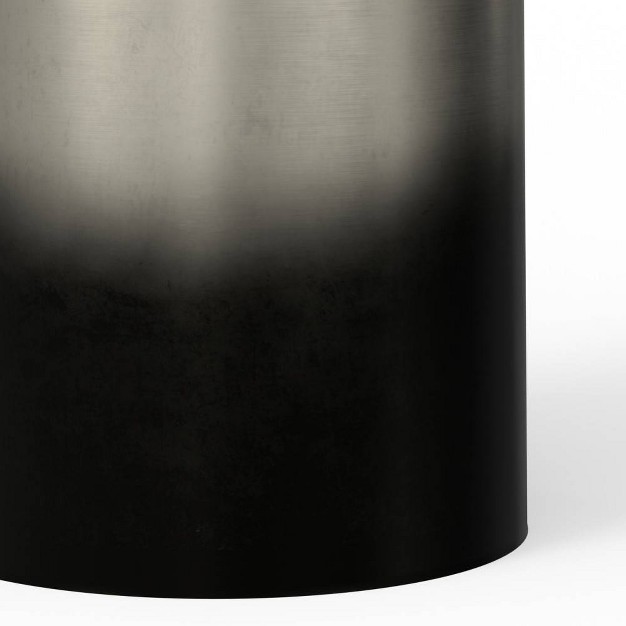 Lance Metal Cylinder Accent Table Ombre Black silver Wyndenhall