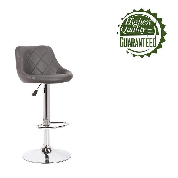 Porthos Home Rea Swivel Adjustable Height Bar Stool， PU Leather， Chrome Base