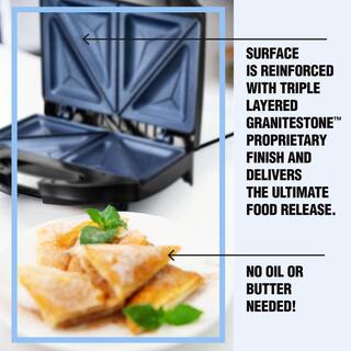 GRANITESTONE Classic Blue Non-Stick Diamond Infused Sandwich Maker 7196