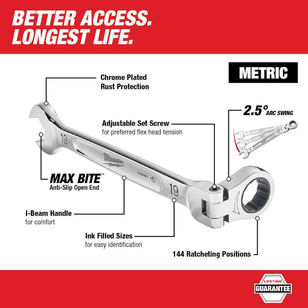 MW 144-Position Flex-Head Ratcheting Combination Wrench Set Metric with Screwdriver Set (25-Piece) 48-22-9513-48-22-2710