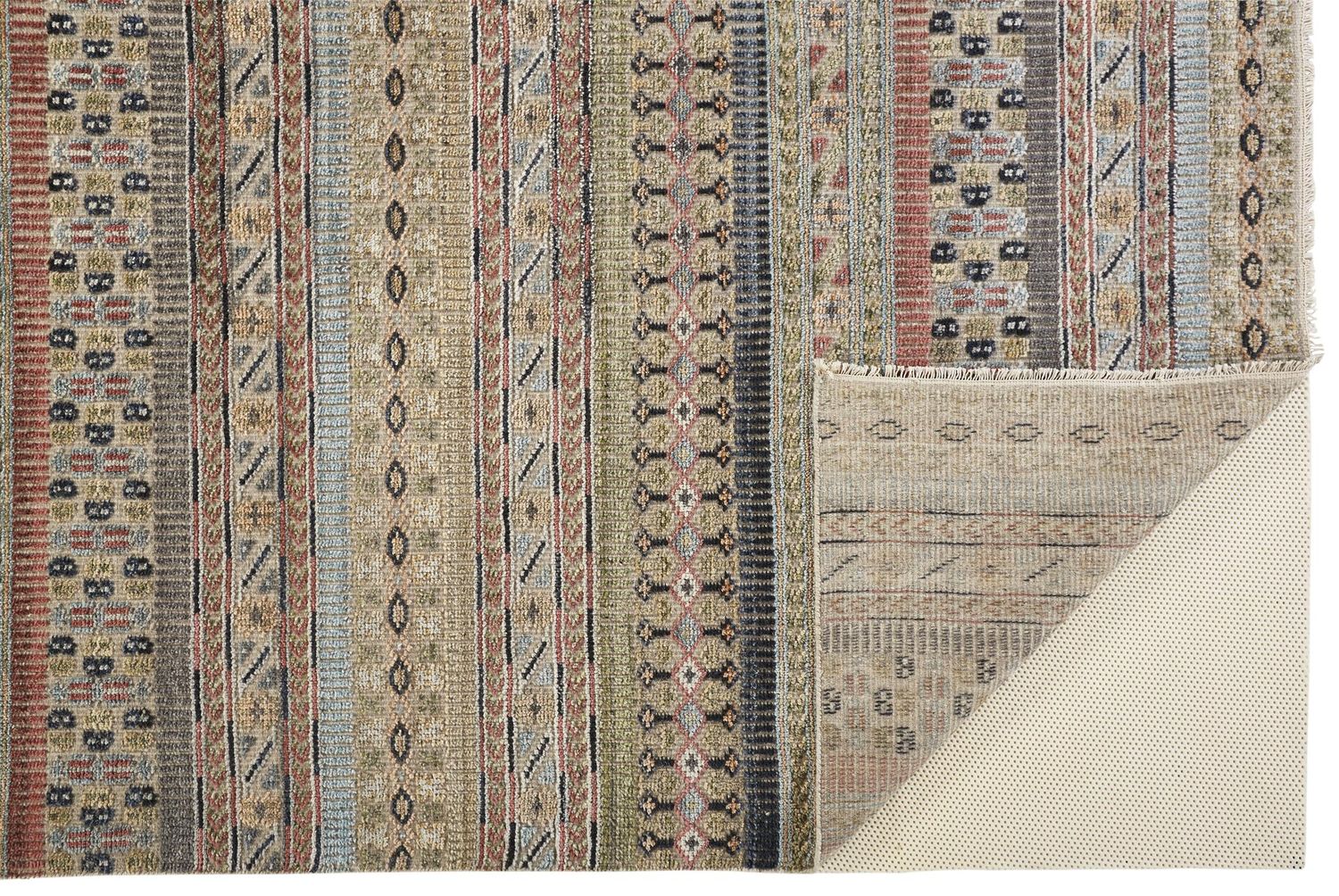 Eckhart Hand Knotted Tan and Blue Rug by BD Fine