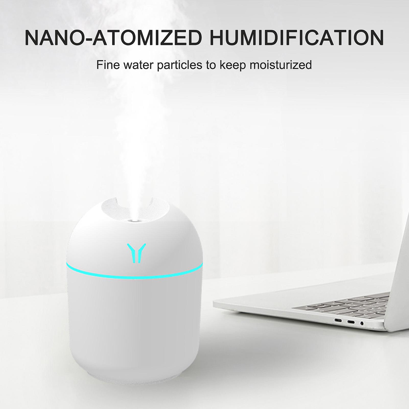 White Small Usb Humidifier， Home Office Desktop Car Humidifier Air Hydration Colorful Ambient Night Light