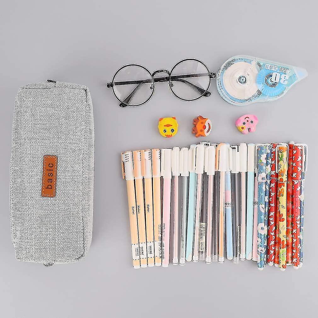 Cotton Linen Student Stationery Pouch Bag Pencil Case Office Storage Organizer Coin Pouch Cosmetic Baglight Blue