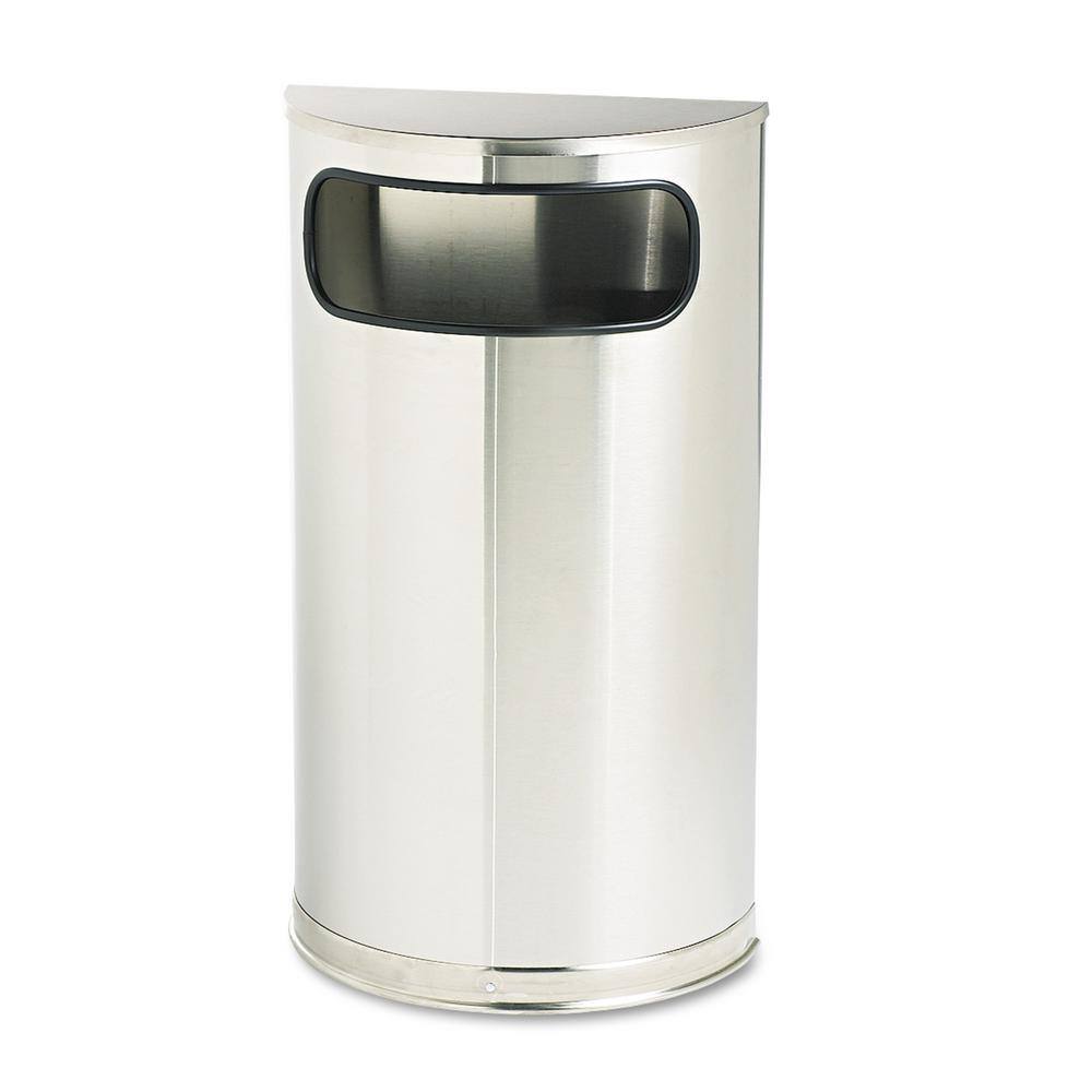 Rubbermaid Commercial Products 9 Gal. Satin Stainless Steel Half-Round Open Side Fire-Safe Trash Can RCPSO8SSSPL