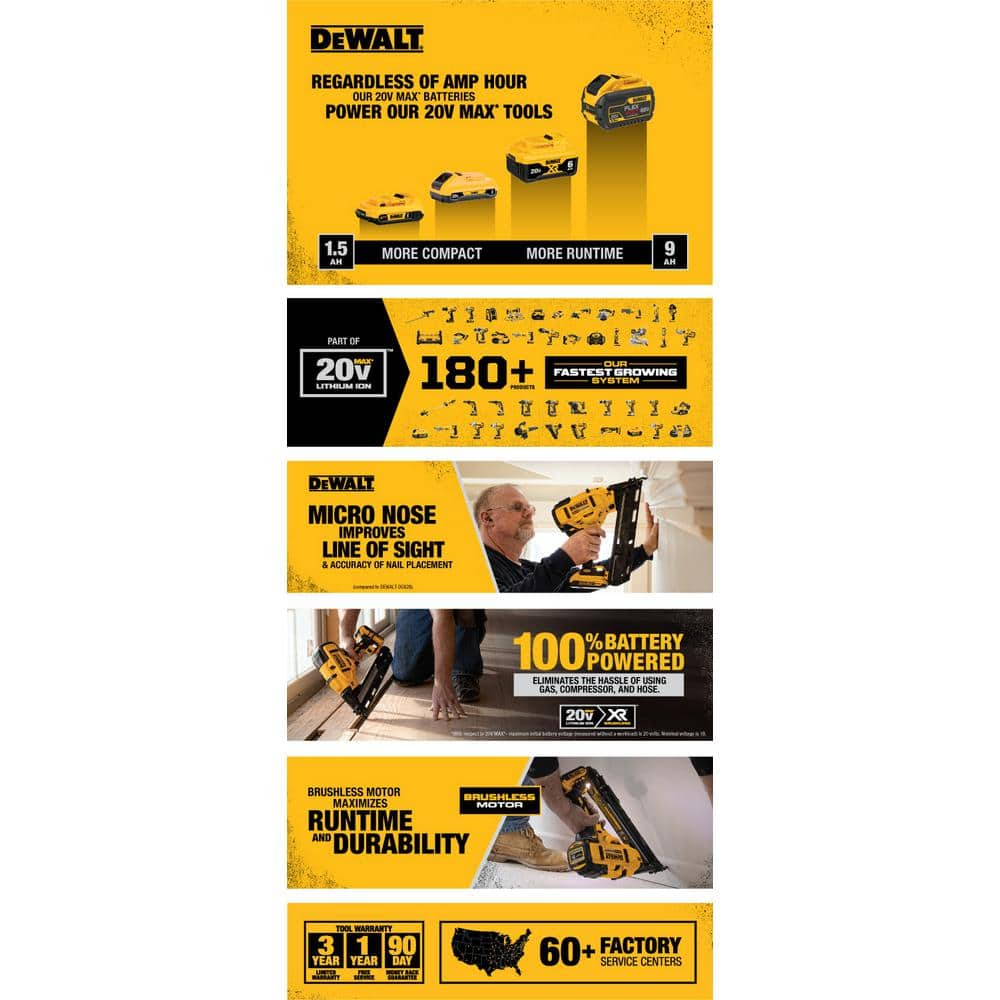 DEWALT 20V MAX XR Lithium-Ion Cordless 15-Gauge Finish Nailer DCN650D1