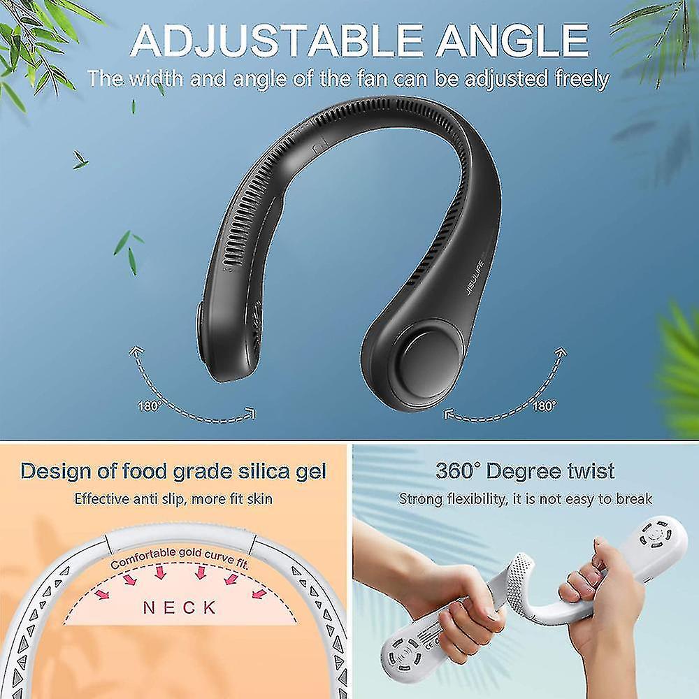 Portable Neck Fan， Hands Free Bladeless Fan，wearable Personal Fan， Leafless， Rechargeable， Headphone Design， Usb Powered Desk Fan