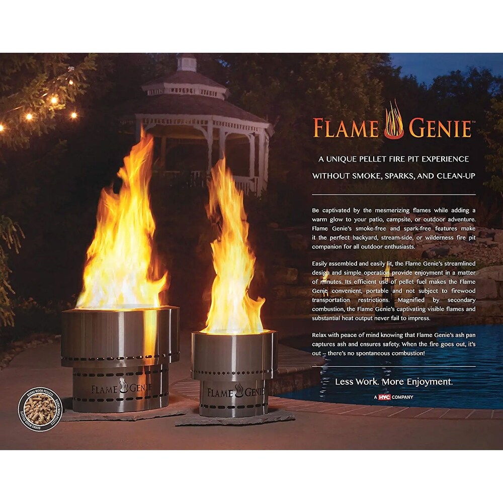 Flame Genie FG 19 SS 19 Inch Smoke Free Wood Pellet Fire Pit  Stainless Steel   24