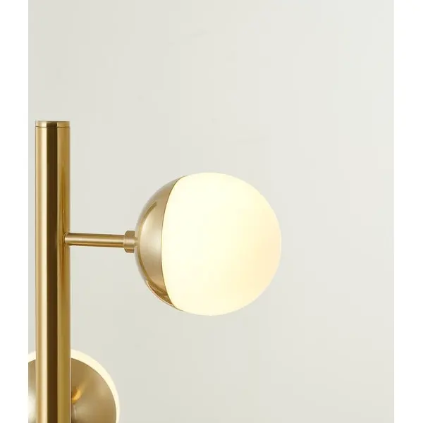 Brass Metal Table Lamp With White Glass Shades