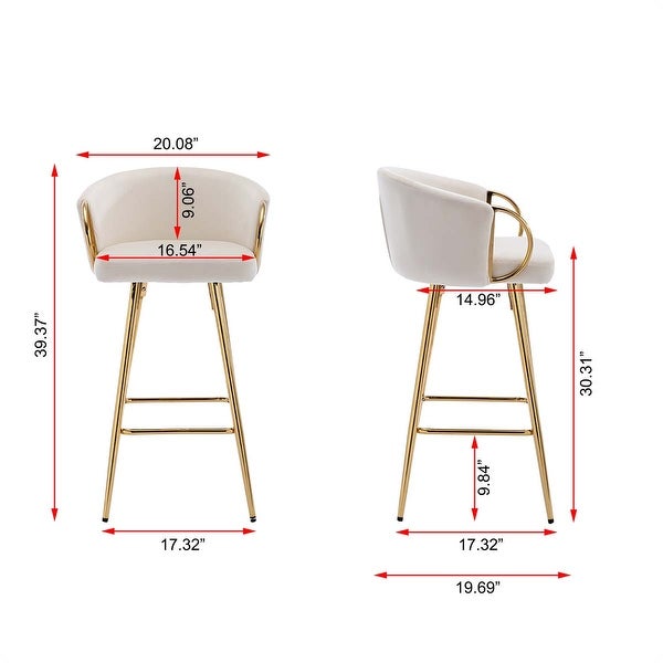 30 Inch Set of 2 Bar Stools with Chrome Footrest