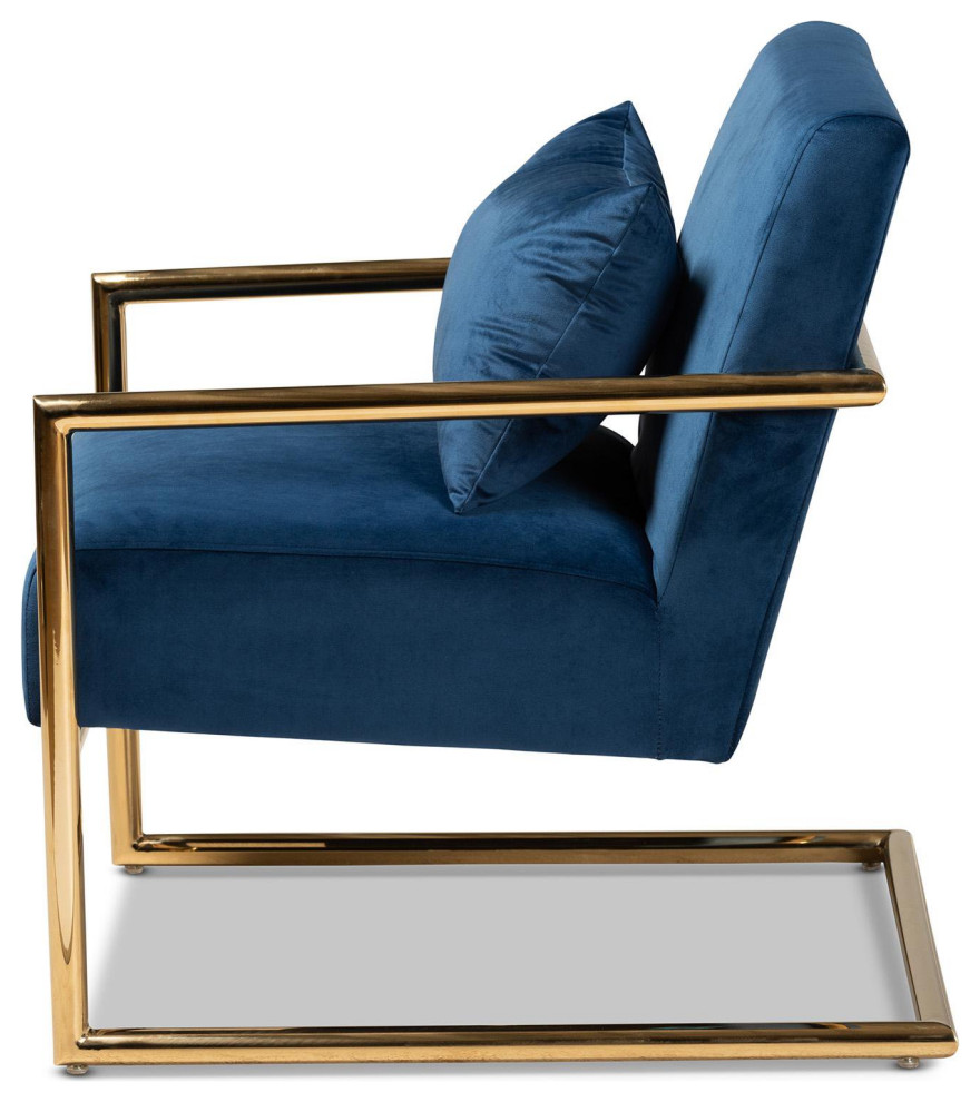 Contemporary Accent Chair  Golden Cantilever Base and Soft Velvet Seat   Contemporary   Armchairs And Accent Chairs   by Declusia  Houzz